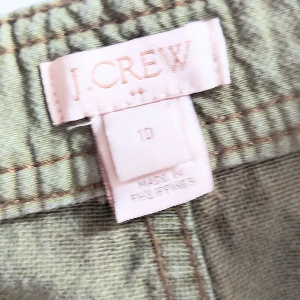 J. Crew Garment Dyed Utility Skirt Green 100% Cotton Womens 10